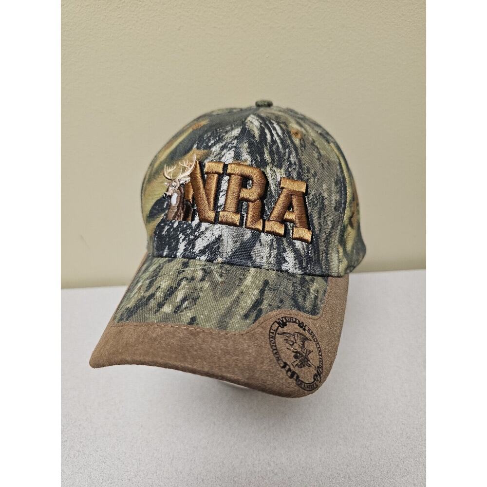 NRA Deer Hat Cap Strap Back Brown Camo Camouflage Hunting